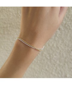 Pulseira de contas 2mm prata 925 banhada a ouro