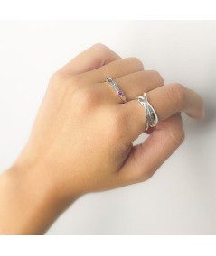 Anel de anéis de casamento cruzados prata 925