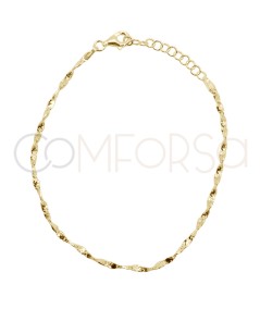 Pulseira twist martelada prata 925 banhada a ouro