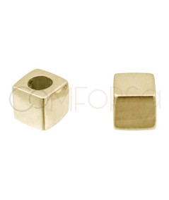 Entremeio cubo de 5 x 5 mm prata 925 banhada a ouro