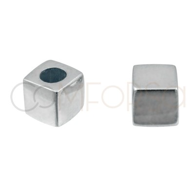 Entremeio cubo de 5 x 5 mm prata 925 banhada a ouro