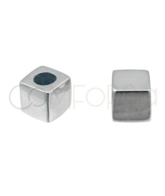 Entremeio cubo de 5 x 5 mm prata 925 banhada a ouro