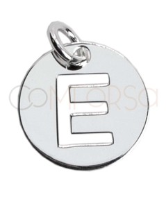 Pingente letra E vazada 12mm prata 925