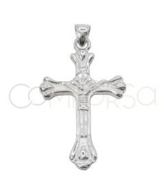 Pingente cruz barroca com Cristo 19 x 32mm prata 925