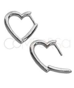Brincos de argola em forma de coração 13mm prata 925