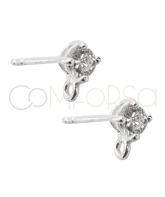 Brincos de zircônias de 4mm com argola prata 925