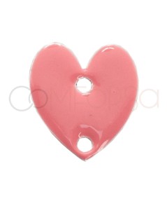 Entremeio coração esmalte rosa 10 x 12mm