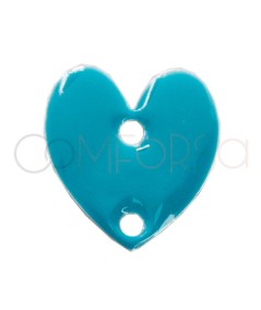 Entremeio coração esmalte azul 10 x 12mm