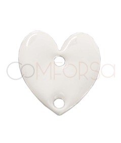 Entremeio coração esmalte branco 10 x 12mm