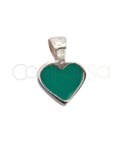 Mini pingente coração verde menta 5mm prata 925