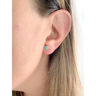 Brincos mini chaton turquesa 6mm prata 925