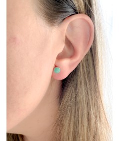 Brincos mini chaton turquesa 6mm prata 925