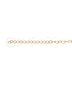 Pulseira corações 16 + 4cm prata 925 banhada a ouro