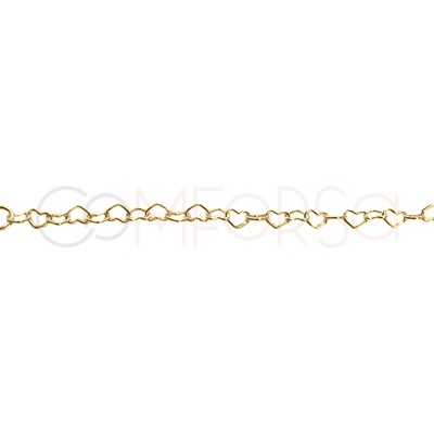 Pulseira corações 16 + 4cm prata 925 banhada a ouro