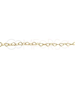 Pulseira corações 16 + 4cm prata 925 banhada a ouro