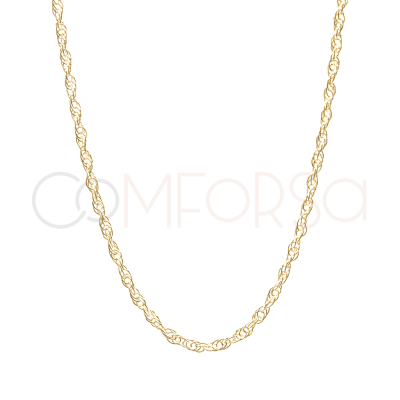 Corrente Twisted Rope 45cm prata 925 banhada a ouro