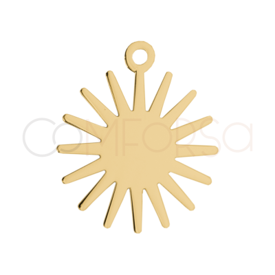 Pingente forma de sol 25mm prata 925 banhada a ouro