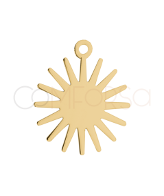 Pingente forma de sol 25mm prata 925 banhada a ouro