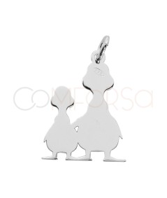 Pingente mamã pata e patinho 14 x 20mm prata 925