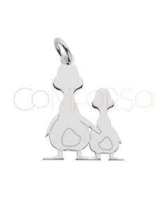 Pingente mamã pata e patinho 14 x 20mm prata 925