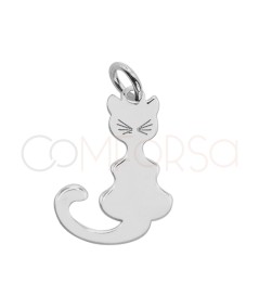 Pingente gato liso 11 x 18mm prata 925