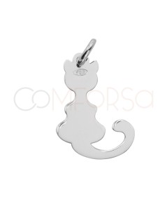 Pingente gato liso 11 x 18mm prata 925