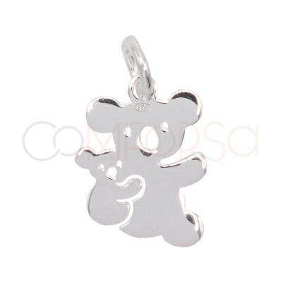 Pingente Koala com bebé 9 x 10mm prata 925