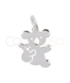 Pingente Koala com bebé 9 x 10mm prata 925