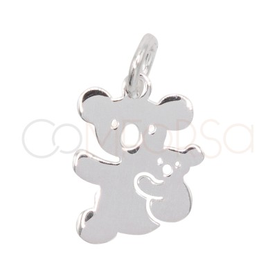 Pingente Koala com bebé 9 x 10mm prata 925