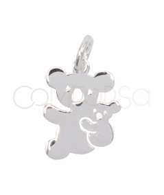 Pingente Koala com bebé 9 x 10mm prata 925