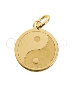 Pingente Ying Yang 12mm prata 925 banhada a ouro