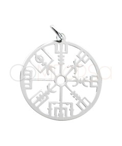 Pingente bússola Vegvisir 20mm prata 925