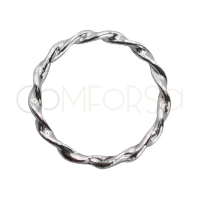 Argola entremeio circular encaracolada 10mm prata 925