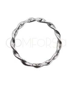 Argola entremeio circular encaracolada 10mm prata 925