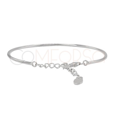 Pulseira rígida tubo 16cm + 4cm prata 925