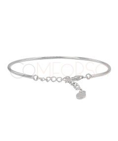 Pulseira rígida tubo 16cm + 4cm prata 925