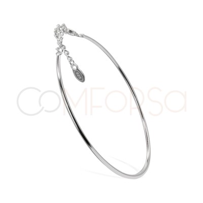 Pulseira rígida tubo 16cm + 4cm prata 925