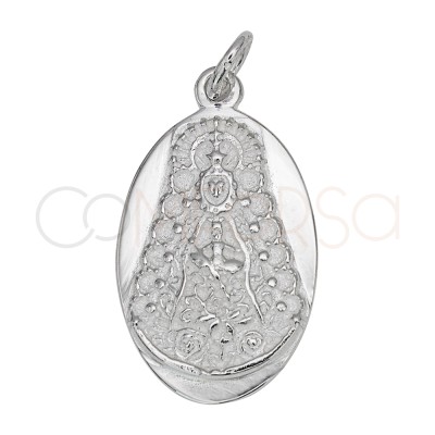 Pingente oval Virgen del Rocío 13 x 20mm prata 925