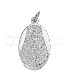 Pingente oval Virgen del Rocío 13 x 20mm prata 925