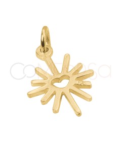 Pingente estrela polar e coração 10 x 15mm prata 925 banhado a ouro