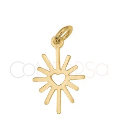 Pingente estrela polar e coração 10 x 15mm prata 925 banhado a ouro