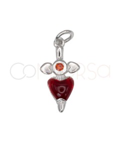 Pingente punhal com coração vermelho de zircônia 7 x 13mm prata 925