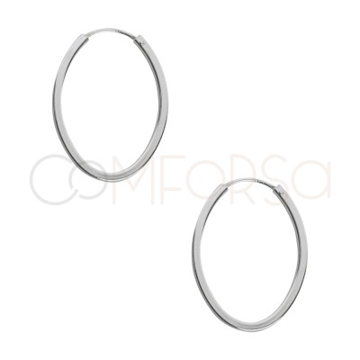 Brincos de argola fio oval 18mm prata 925