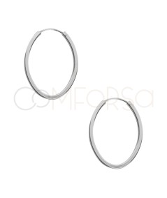 Brincos de argola fio oval 18mm prata 925