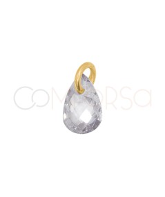 Colgante lágrima flotante Crystal 6mm Plata chapada en oro