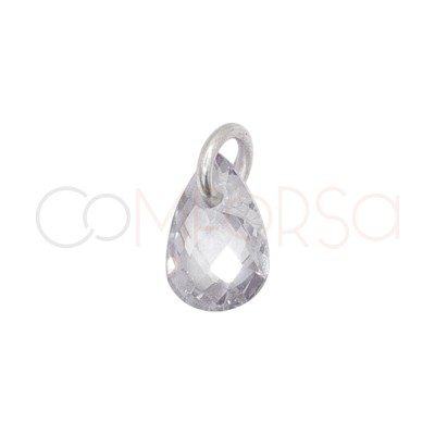 Pingente lágrima flutuante Crystal 4 x 6 mm prata 925 banhada a ouro