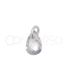 Pingente lágrima flutuante Crystal 4 x 6 mm prata 925 banhada a ouro