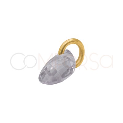 Pingente lágrima flutuante Crystal 4 x 6 mm prata 925 banhada a ouro