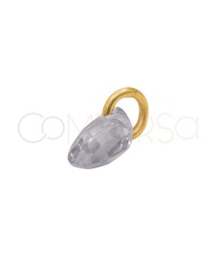 Colgante lágrima flotante Crystal 6mm Plata chapada en oro