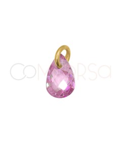 Pingente lágrima flutuante Rosa 4 x 6 mm prata 925